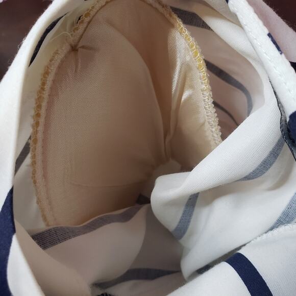 VTG 80s Navy Blue & White Stripe Dawn Joy Fashions Dress, sz 7/8 - Picture 6 of 8